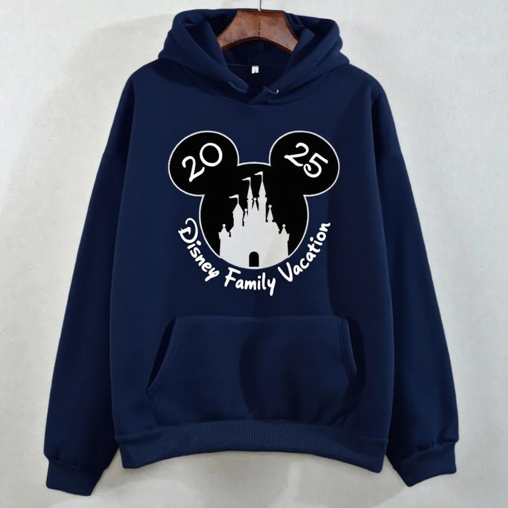 Disney Parent-Child Wear Fun 2025 Disneyland Travel Pattern Multi-Color Hoodie Women's Kawaii Pullover Casual Couple Sweatshirt