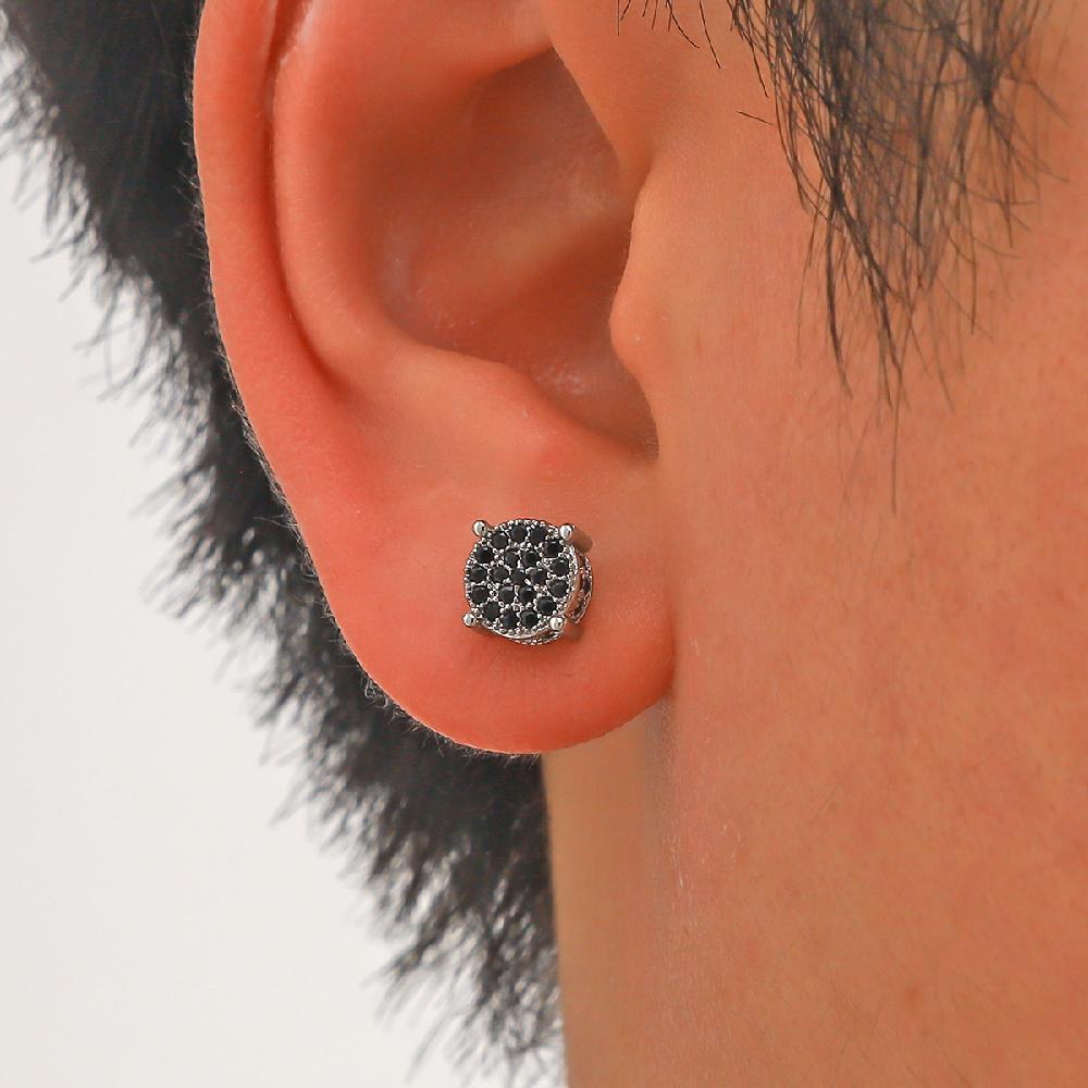 Silver Color Round Earrings for Men and Women Fashion Four-Claw Crystal Sparkling Zircon Earrings Luxury Designer Jewelry