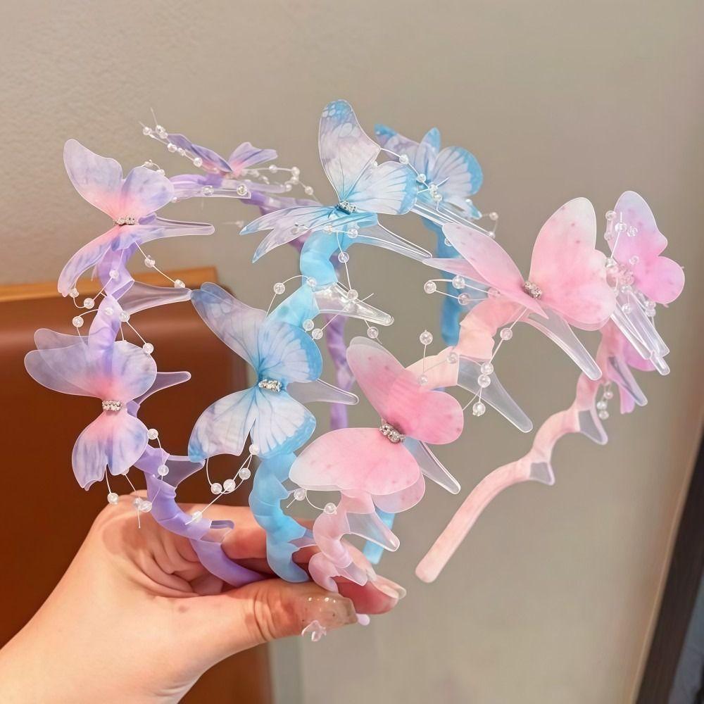 Cute Children Streamer Hair Hoop Shiny Fairy Pearl Hairband Gifts Princess Headband  for Kids Girls