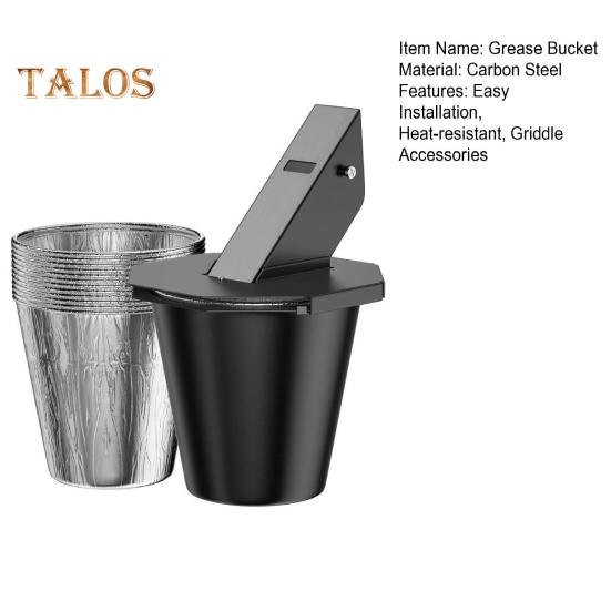 Rear Grease Bucket Grease Catcher with Tube Lid Griddle Grease Drainage System with Foil Bucket Liners for Griddles Smoke Barrel