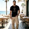 Men's Short Sleeve T-Shirt, Breathable 2D Creative Fun Day of the Dead Print, Comfortable & Skin-friendly, Simple Fashion Style for Daily Casual Wear
