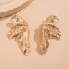 Elegant Big Metal Leaf Stud Earrings for Women Trendy Ladies Designer Statement Earrings Accessories 2026 Fashion Jewelry Female