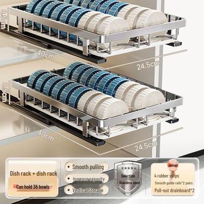 Hanyou Double-Layer Stainless Steel Drawer Dish Rack