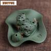 Yixing Lila Ton Lotusblatt Frosch Teetier Retro Aquarium Landschaftsgestaltung Teefigur Spielzeug Teestatue Ornamente Sammlung