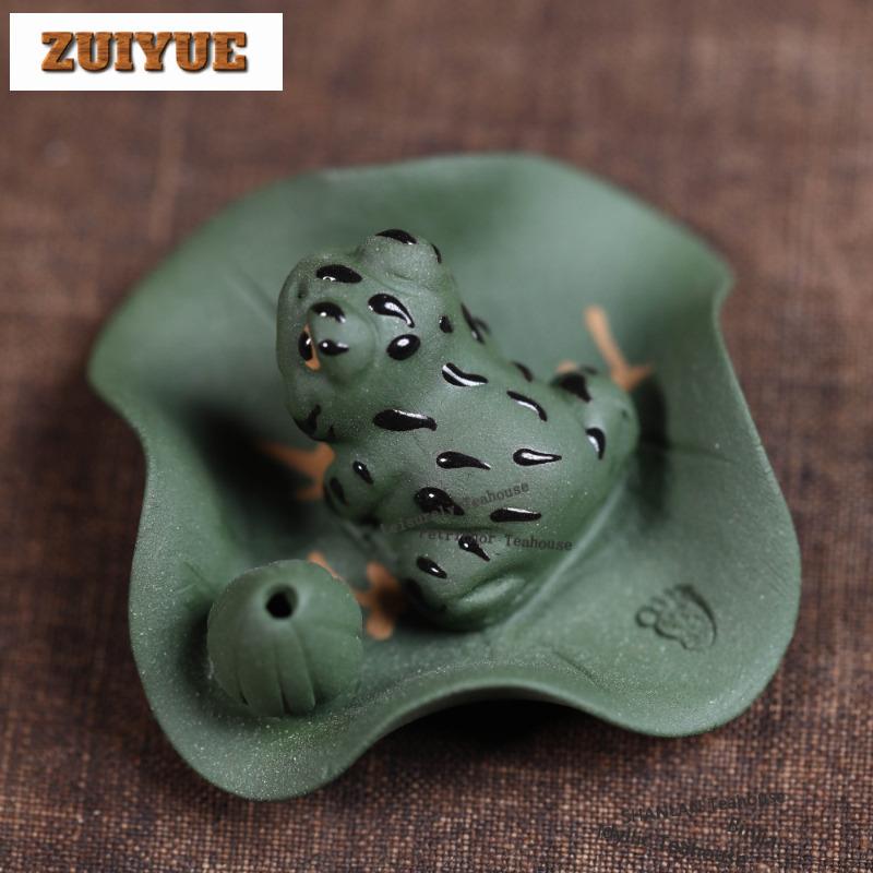 Yixing Lila Ton Lotusblatt Frosch Teetier Retro Aquarium Landschaftsgestaltung Teefigur Spielzeug Teestatue Ornamente Sammlung
