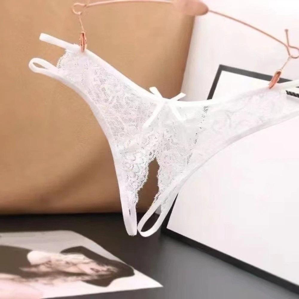 Low-waist Lace Seamless Panties Open Crotch Women's Thong Mesh Lace Briefs Summer Spring