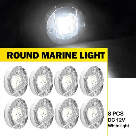 8X Круглые Морские Светодиодные Габаритные Огни для Палубы, Каюты, Кормы, Навигационные Огни Белые