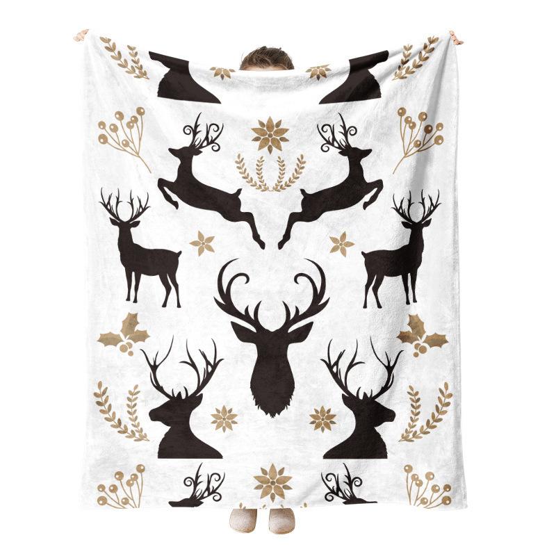 Christmas Checkered Pattern digital-printed polyester Bedroom velvet flannel soft sofa cover blanket Fleece soft sofa cover
