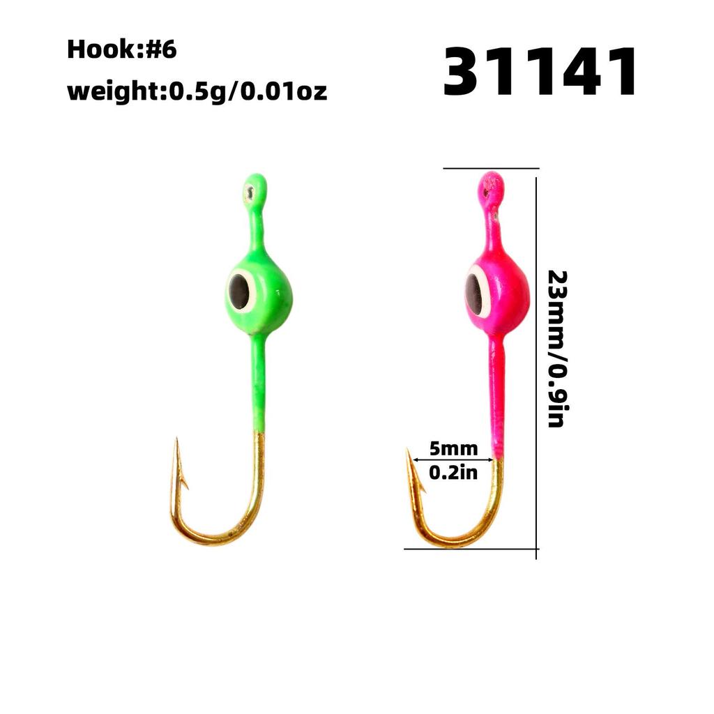Two-Color One-Eyed Micro Lure Fishing Hook 0.5g 