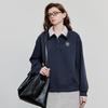 Women's Cotton Color-block Sweatshirt with Poppy Embroidery
