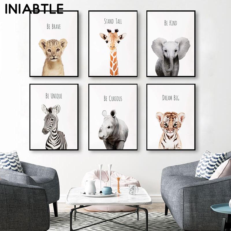

Слон Зебра Лев Жираф Бегемот Плакаты с животными Детские настенные художественные принты Картина на холсте Детская картина Декор для детской комнаты