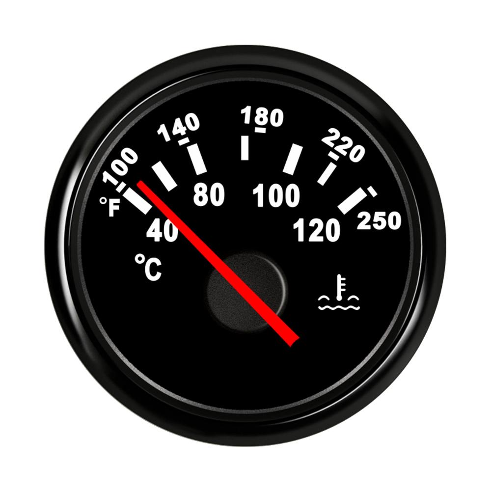 ELING 52mm (2'') Water Temperature Gauge Indicator 12V 24V with Red Backlight Water Temp. Meter for Car Marine Sailboat RV