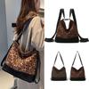 Schoolbag Leopard print backpack Women's large capacity shoulder commuter bag Niche versatile casual messenger student travel tote bag