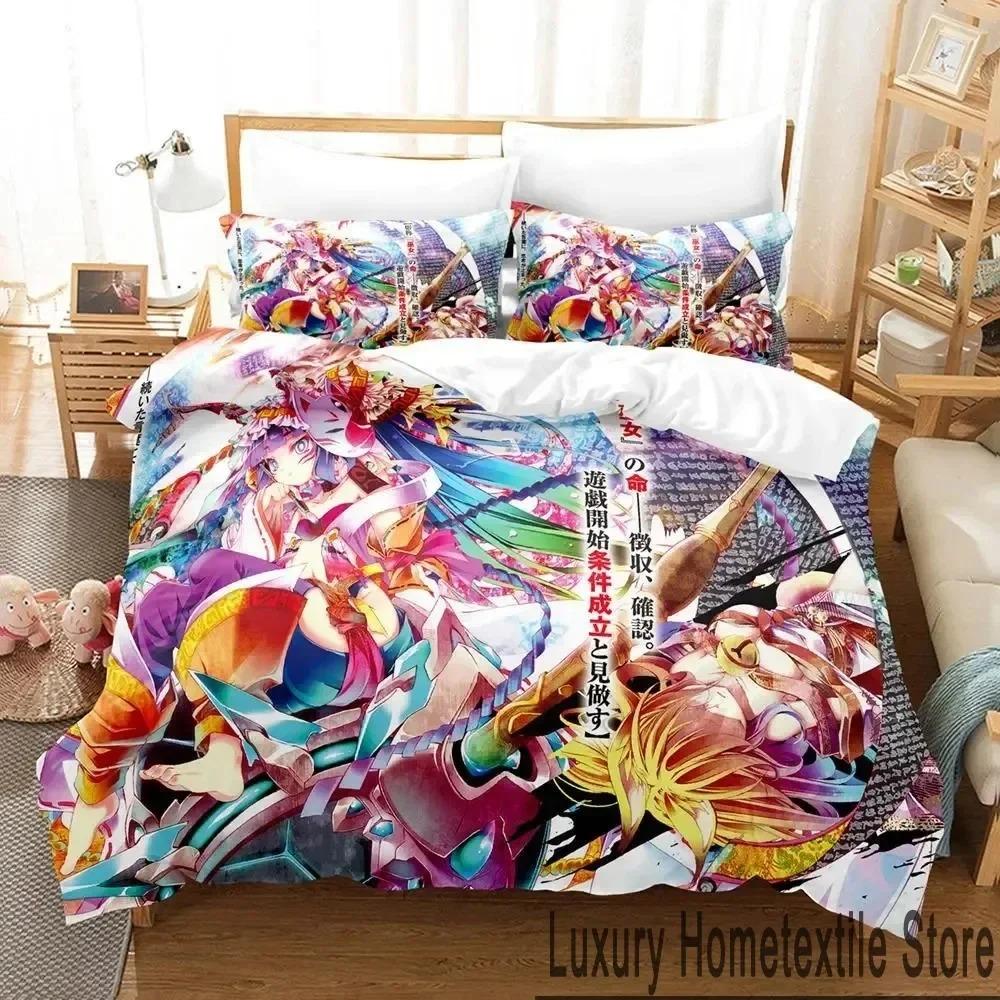 Anime No Game No Life Bed Cover Collection Comforter Cover Bed Collection Quilt Cover Pillowcase Comforter king Queen Size Size Boys Adult Bed Cover