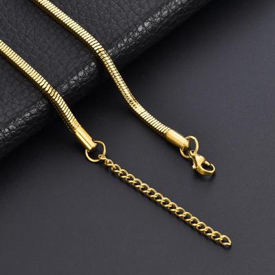 Minimalist Korean Style Gold-Plated Snake Chain Clavicle Necklace In Stainless Steel