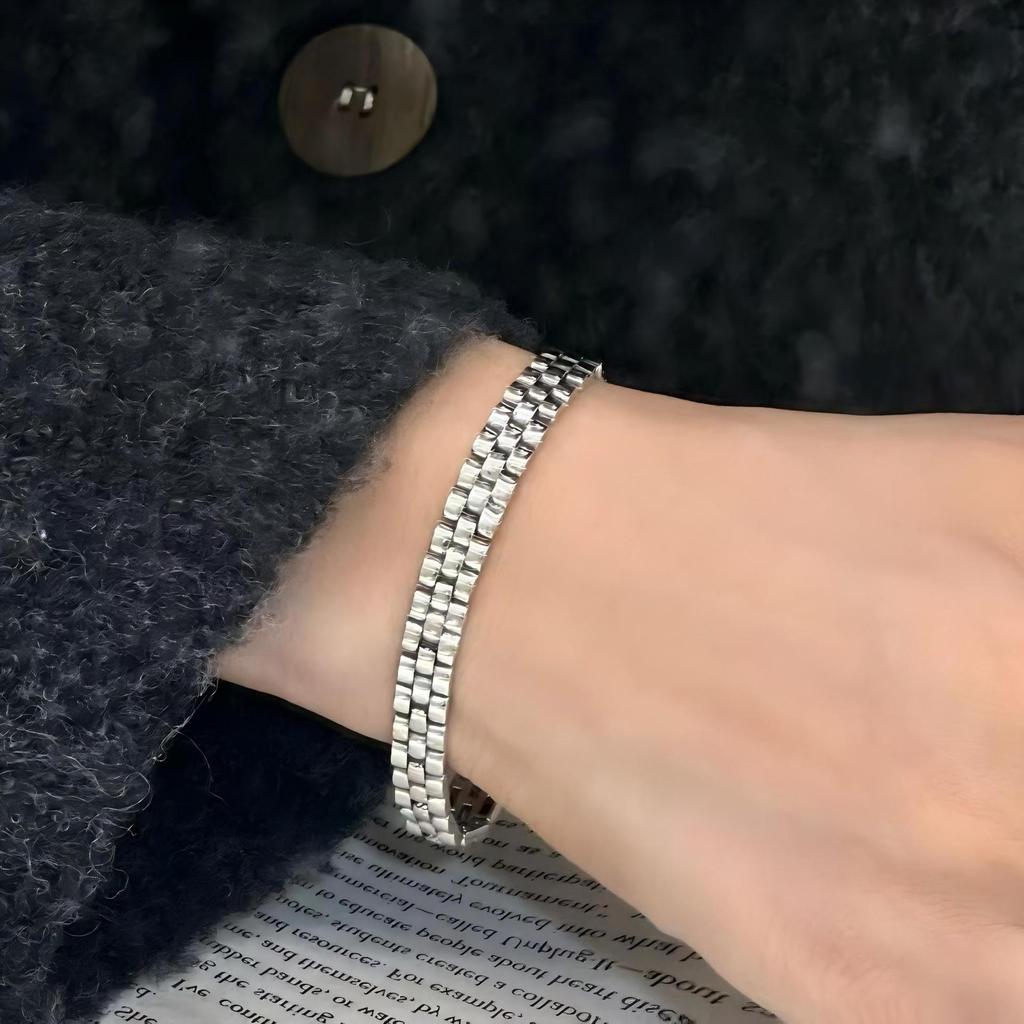 S925 Sterling Silver Heavy Industrial Bracelet: Simple, Niche, Luxurious, Retro & Versatile for Men and Women.