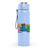 1PC Bold Color Hello Word Pattern 750ml Color Plastic Sports Water Bottle Leakproof Flip Straw Lid Suitable for Sports Office Home Use