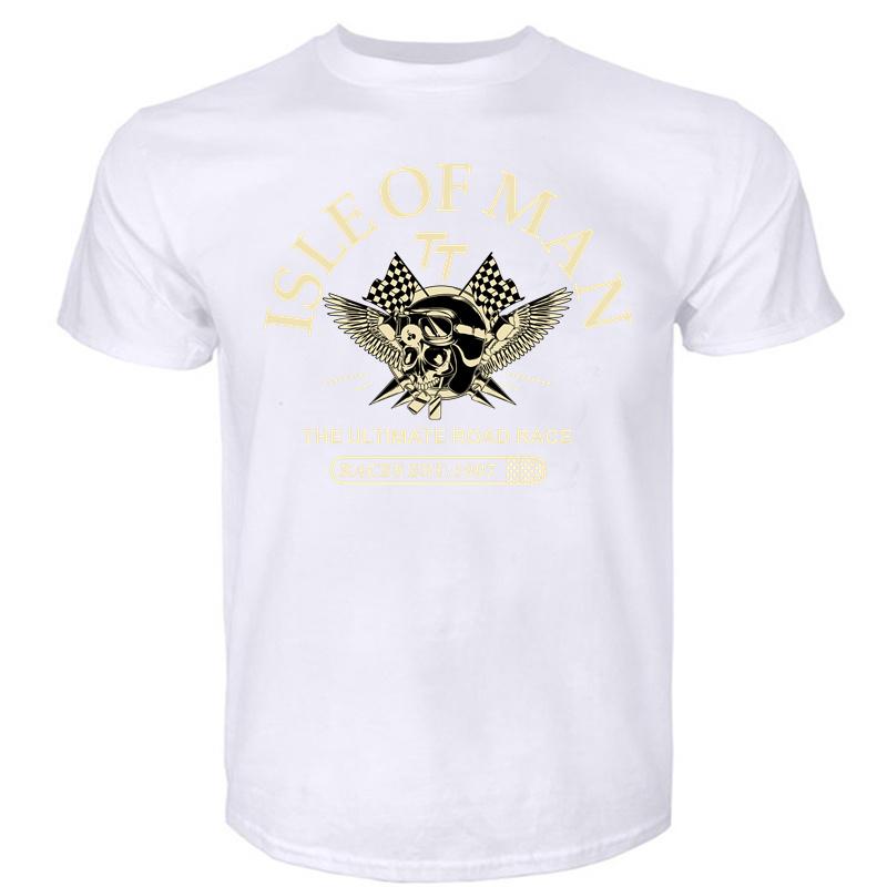 

Футболка мужская хлопковая Isle of Man TT Races The Ultimate Road Race EST1907 Skull Helmet T-Shirt Fashion T-Shirt XXXL белый