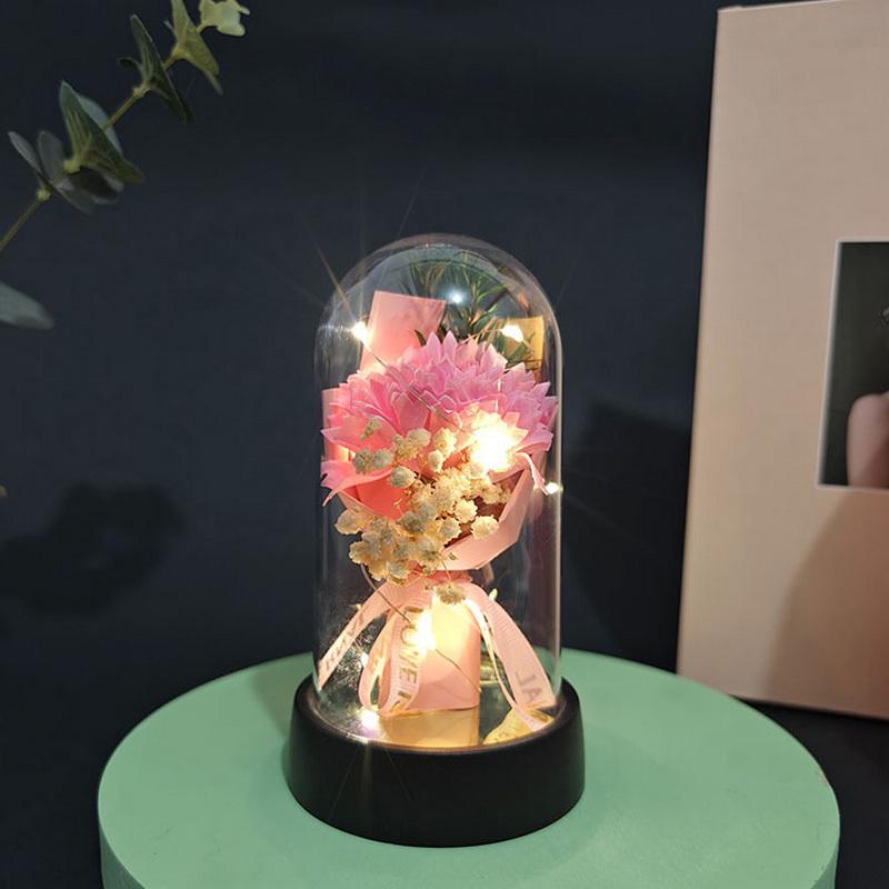 

Гвоздика Вечный Цветок Акриловый Абажур Подарок Матери на День Святого Валентина Креативный Подарок Украшение Маленький Ночник Имитация Цветка розовый