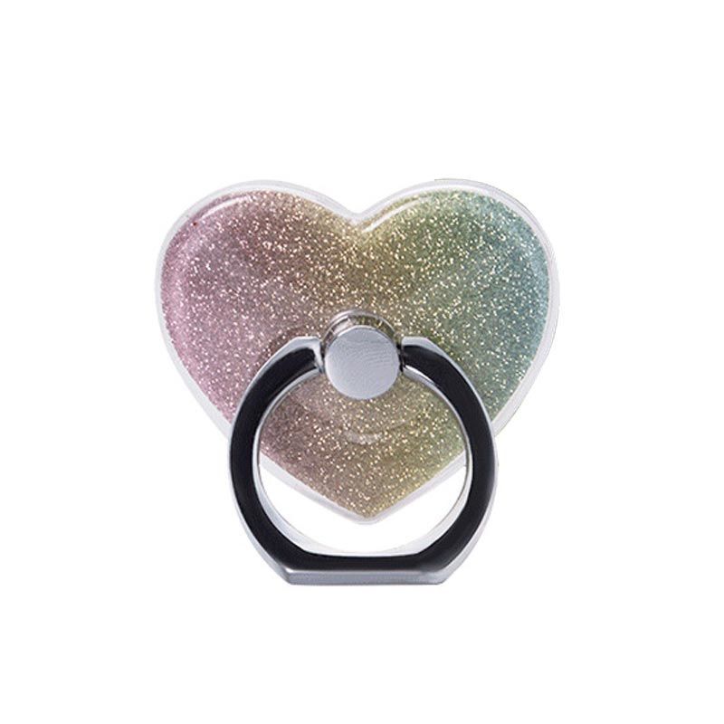 Hebilla de anillo de dedo rosa brillante con amor adhesivo, anticaída y antipérdida, hebilla de soporte universal para teléfono perezoso, pulsera de lentejuelas para hombre y mujer