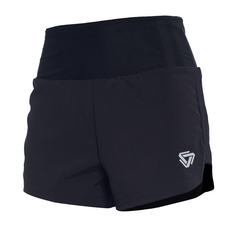 Women's Quick-Dry High-Waist Shorts with Zipper Pocket & Anti-Exposure Lining for Running & Fitness