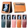 Leather Wallet Cover For Samsung Galaxy Z Flip 7 fe 6 5 4 3 2 Flip7 Flip6 Flip5 5G Phone Case with Card Holder Hinge Protection
