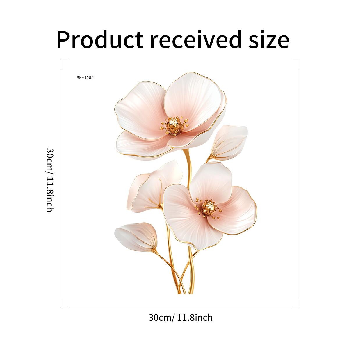 

3D Floral Toilet Tank & Seat Stickers, Creative Waterproof Removable Decals for Bathroom Renovation 30x30cm різнокольоровий