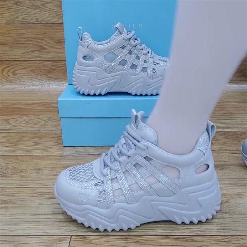 European mesh breathable rhinestone dad shoes for women ins2026 summer new thick-soled casual sports sandals