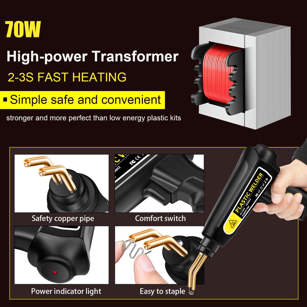 Convenient Plastic Welding Kit Fast Heats Up, 4 Shapes/200pcs Hot Staple