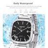 Fashion Square Dial Couple's Wristwatches Men Women Casual Daily Calendar Watch Waterproof Steel Strap Relojs