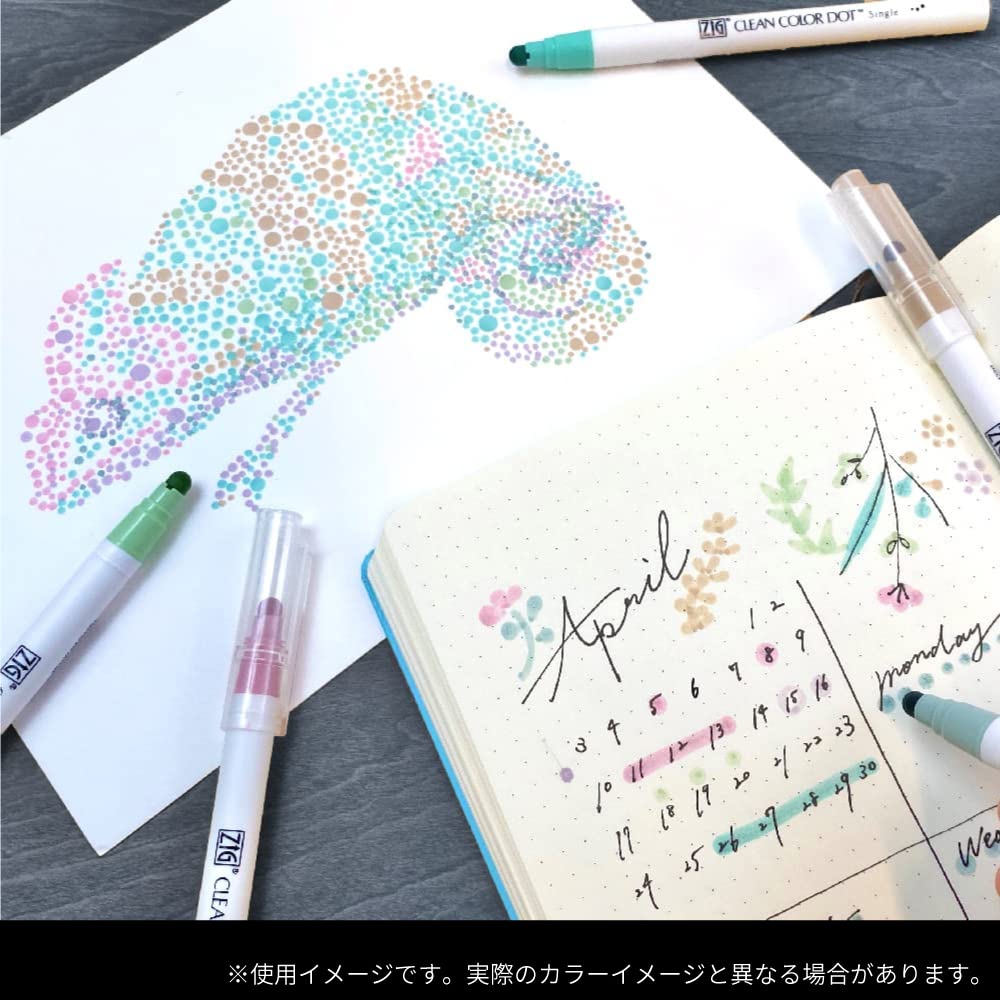 Kuretake Water-based Pen ZIG Clean Color Dot Single Mild Smoky Set TCSD-6100/6VB