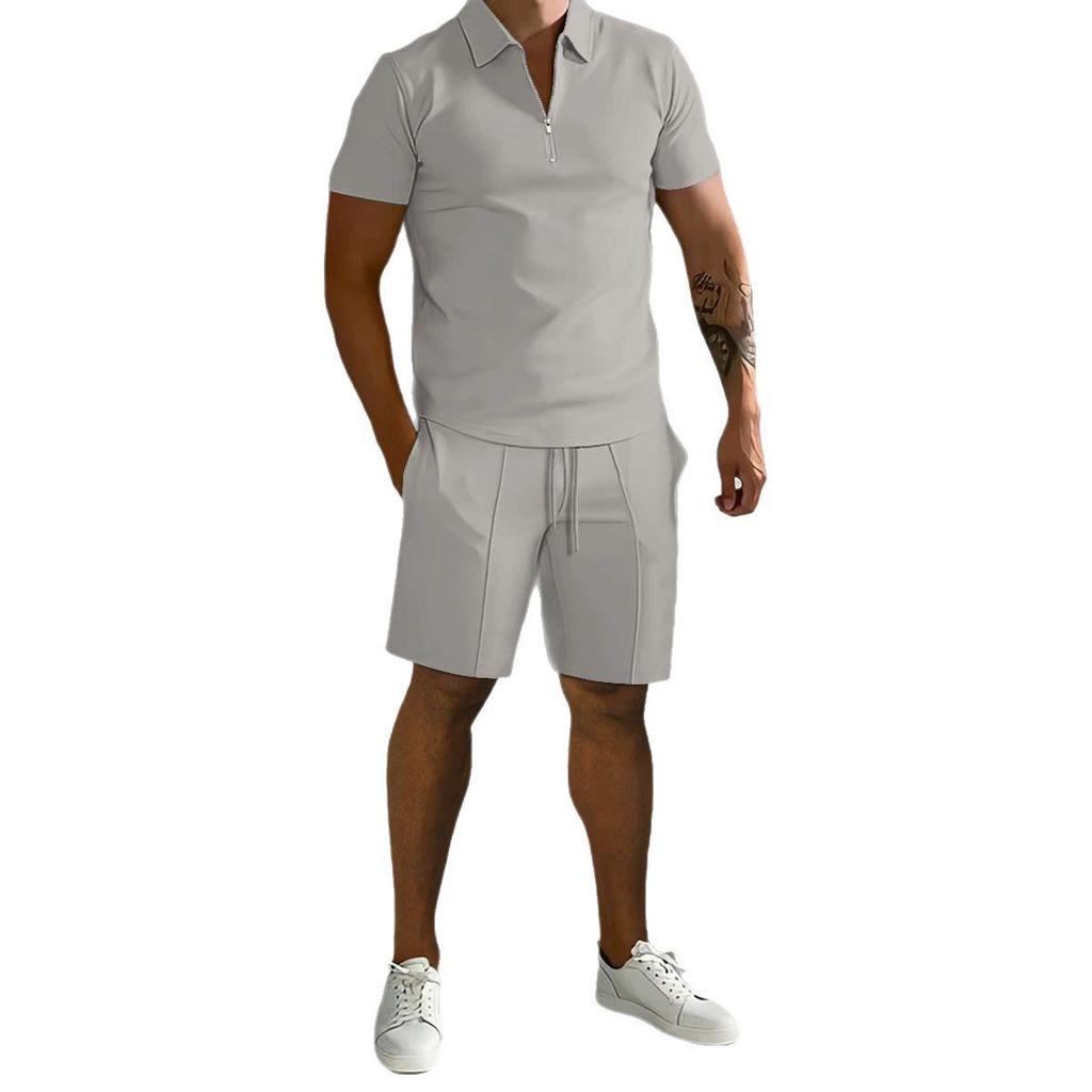 Summer Men's Casual Polo Shirt & Shorts Sports Set