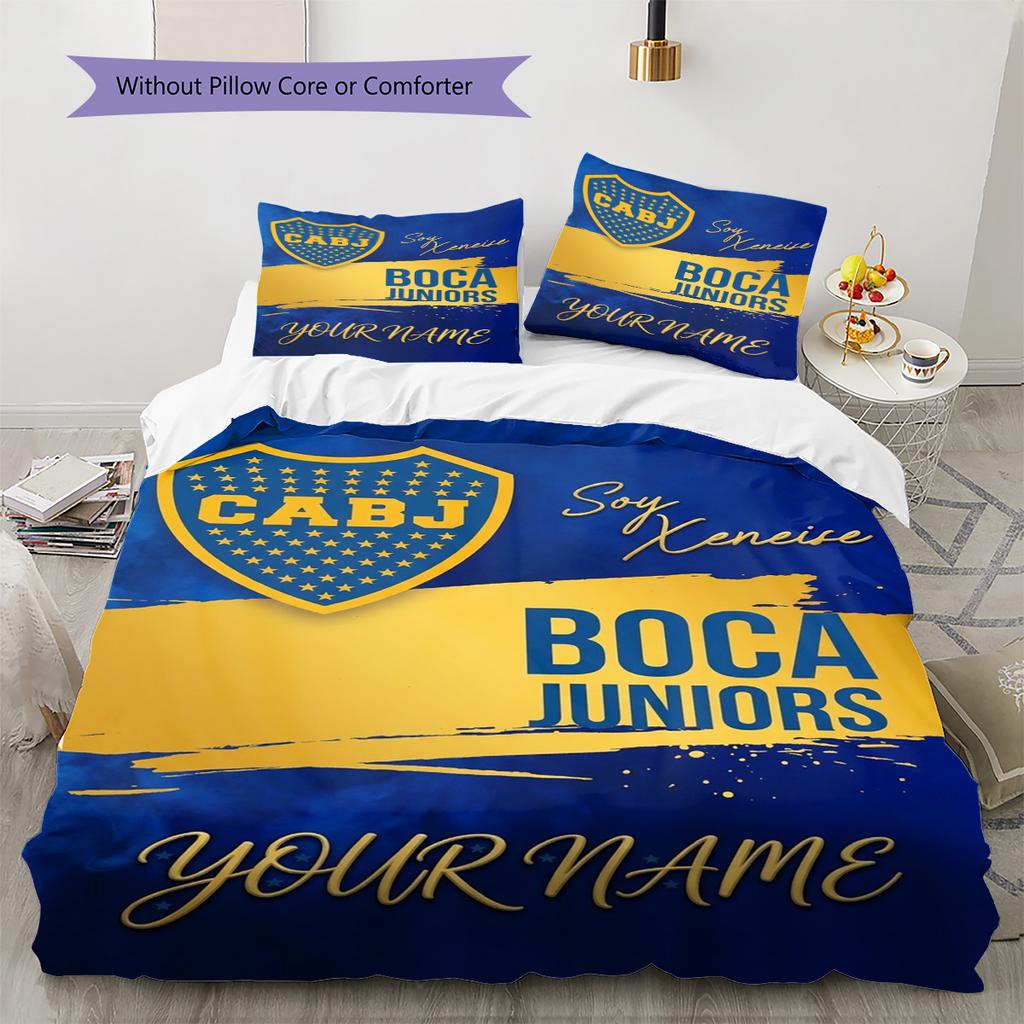 Name Custom Boca Juniors Pattern Bedding Set Quilt Cover Pillowcase Home Decor Gift (1 * duvet cover + 2 * pillowcase, without core)