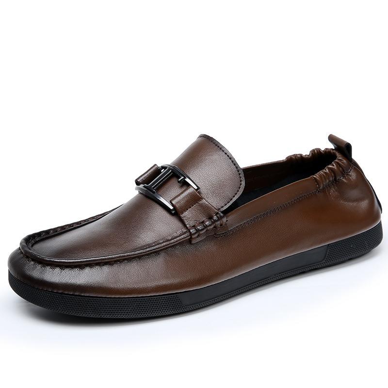 Spring new men's fashion business casual leather shoes men's breathable and comfortable one-pedal Doudou shoes