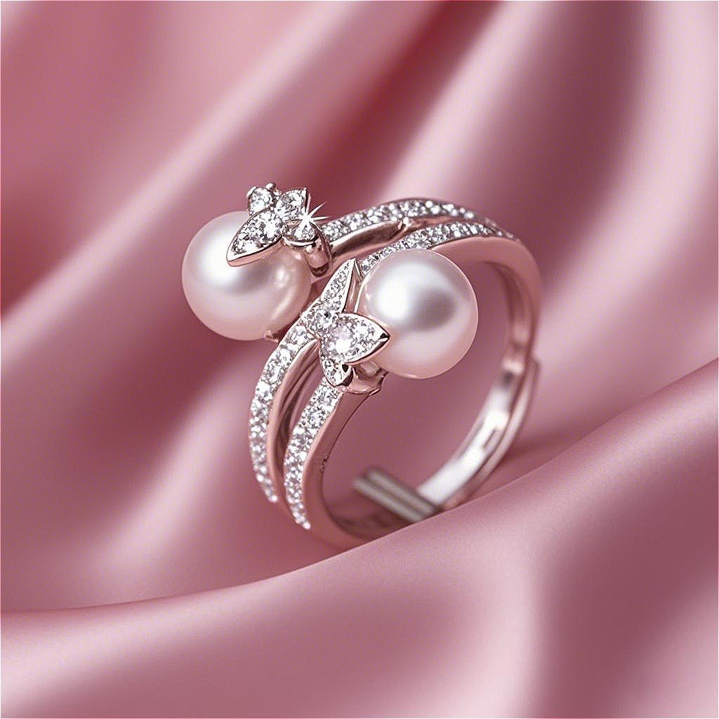 European and American Women's Fashion Design Butterfly Pearl Open Ring