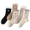 Thick and Warm Mid-calf Plush Socks for Autumn and Winter. Fluffy and Cute Embroidered Heart-shaped Winter Women's Socks
