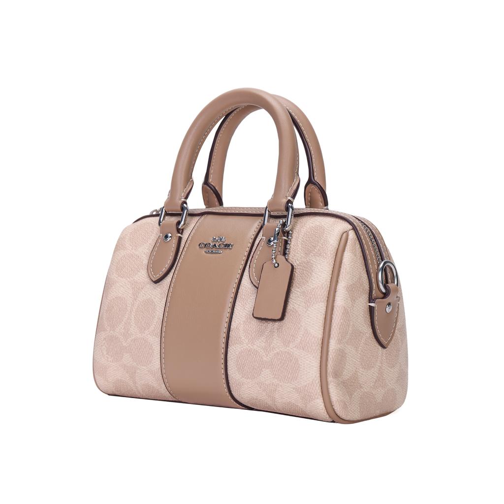 Coach Rowan 18 Logo Zip Closure Faux Leather Crossbody Shoulder Bag Small Women Bags Milk-Tea CW331-SVPWH