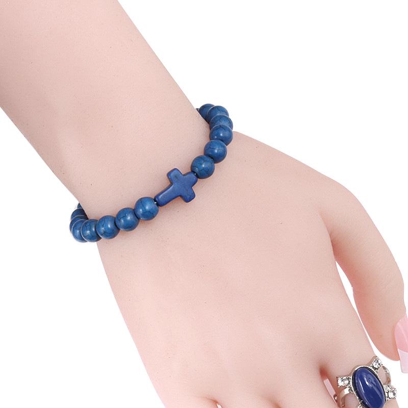 Volcanic Stone Black Cross Bracelet - Fashion Yoga Beaded Design