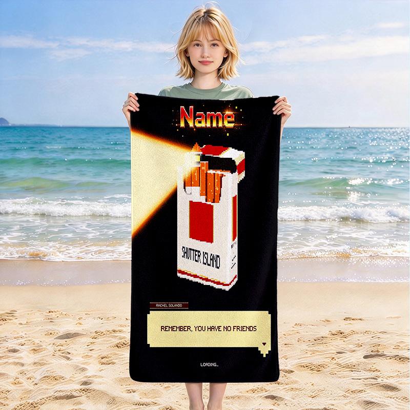 Custom Name Shatter Island Stylish Digital Printing Beach Towel Quick‑Drying Absorbent Blanket for Beach Pool Gym Travel