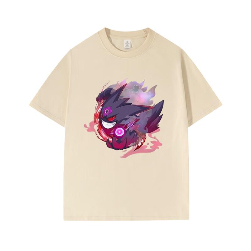Pokémon Anime Gengar Printing Oversized Cotton Tshirt Men and Women Comfortable Fashion Y2K Childrens Clothing Summer Tshirt