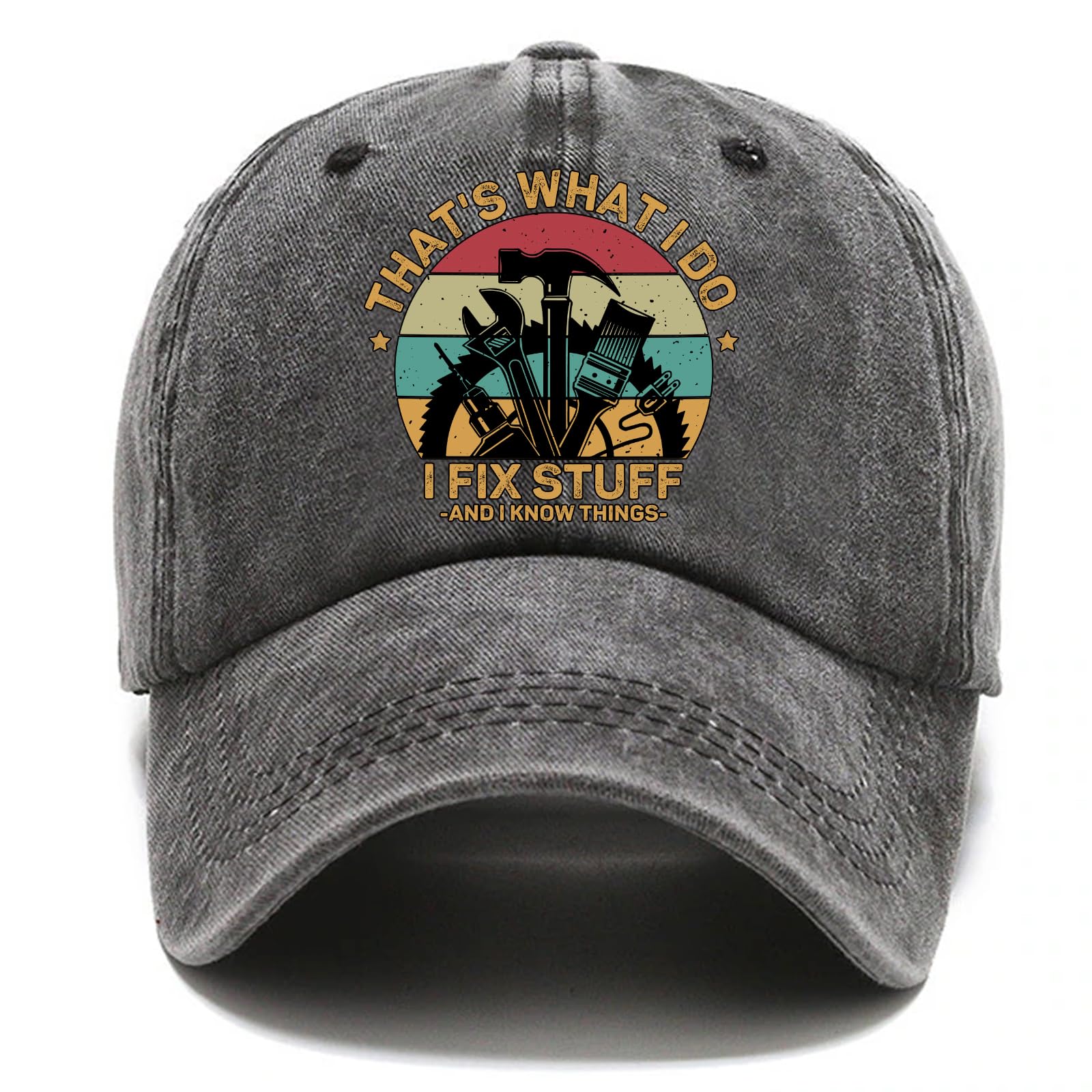 Pishavi That s What I Do I FIx Stuff Distressed Washed Black Baseball Cap Vintage Adjustable Hat Gifts for Unisex Women RetireUnisext Adjustable& 8Y