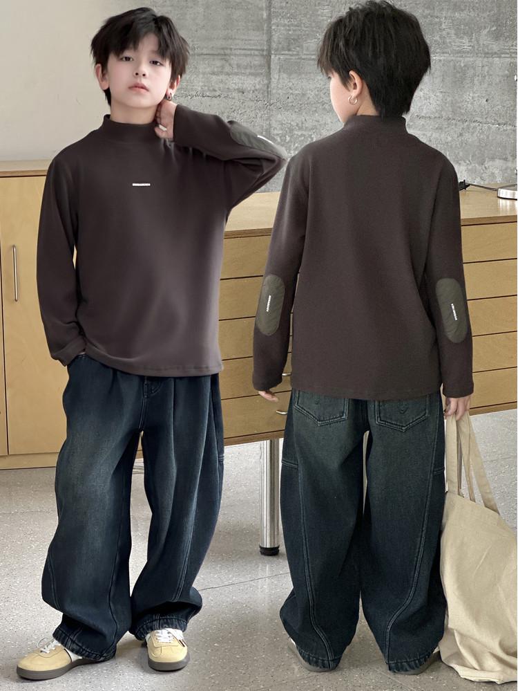 Suéter Quente e Grosso para Meninos - Moda Casual Outono/Inverno 2025 Gola Alta