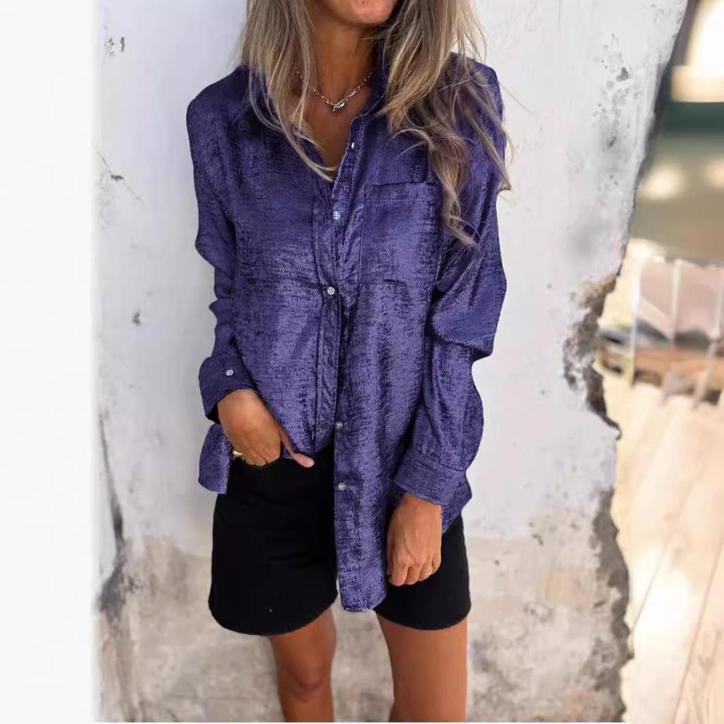 2024 European & American Spring Collection: Women's Casual Suede Lapel Shirt