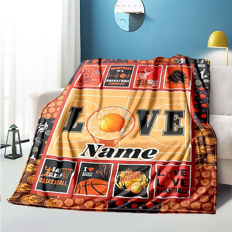 Basketball Court Customize Your Name Outdoor Blanket Used For Chair Office Sofa Bed Camping Soft And Warm Giving Friends And Relatives Birthday