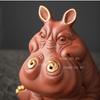 1PCS Creativity Purple Clay Tea Pet Handmade Hippo Statue Ornaments Desktop Crafts Chinese Tea Set Decoration Accessories