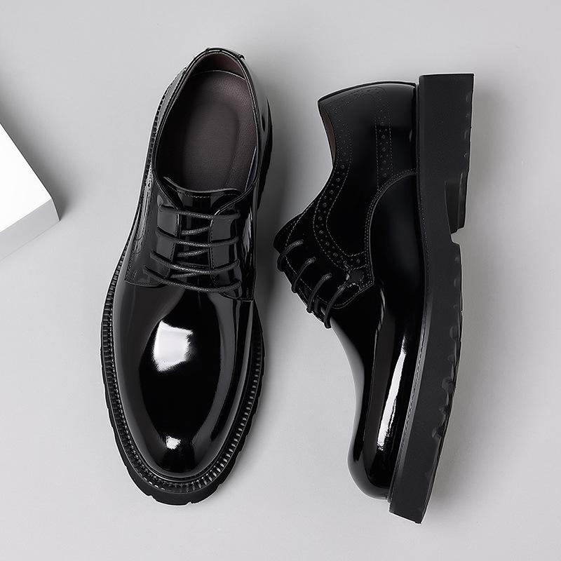

Мода чоловіча розкішна мода весільна вечірня сукня лаковане взуття на шнурівці різьблені броги оксфорди взуття чорне коричневе взуття на платформі чоловіче 7.5 чорний