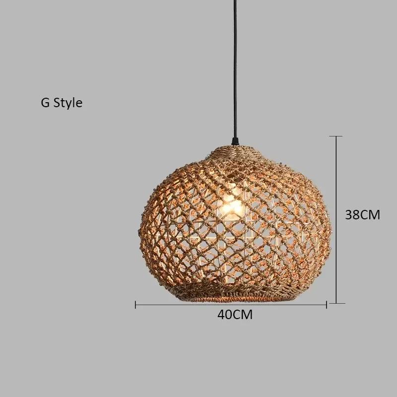 Retro Bamboo Woven Pendant Lamp Rattan Woven Room Dining Japanese Bamboo Art Lantern Tea House Lighting Fixtures