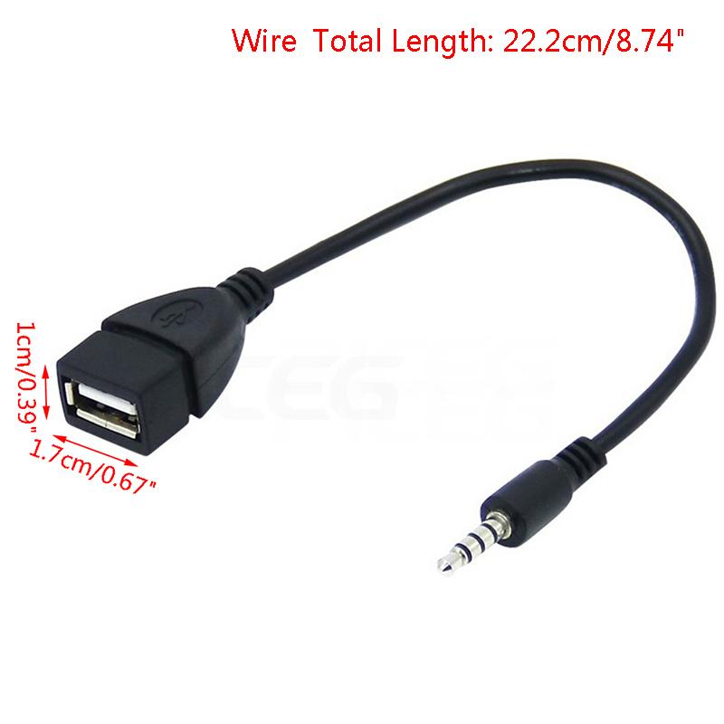 0.2 M 3.5Mm Male Audio Aux Jack To Usb 2.0 Type A Female Otg Converter Plug