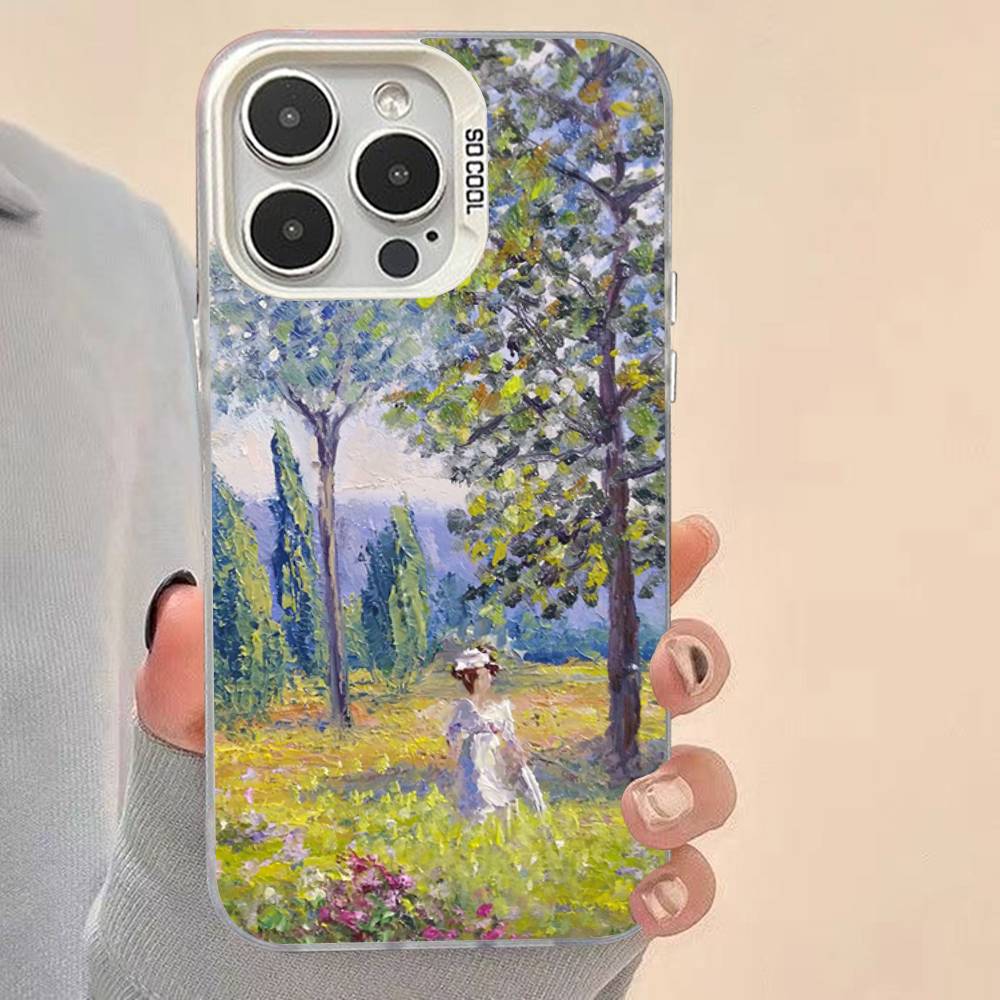 Claude Monet Impressionism Painter Silver Inside Phone Case For iPhone 17 16 15 14 11 12 13 Pro Max Plus X XR XS Max Colored