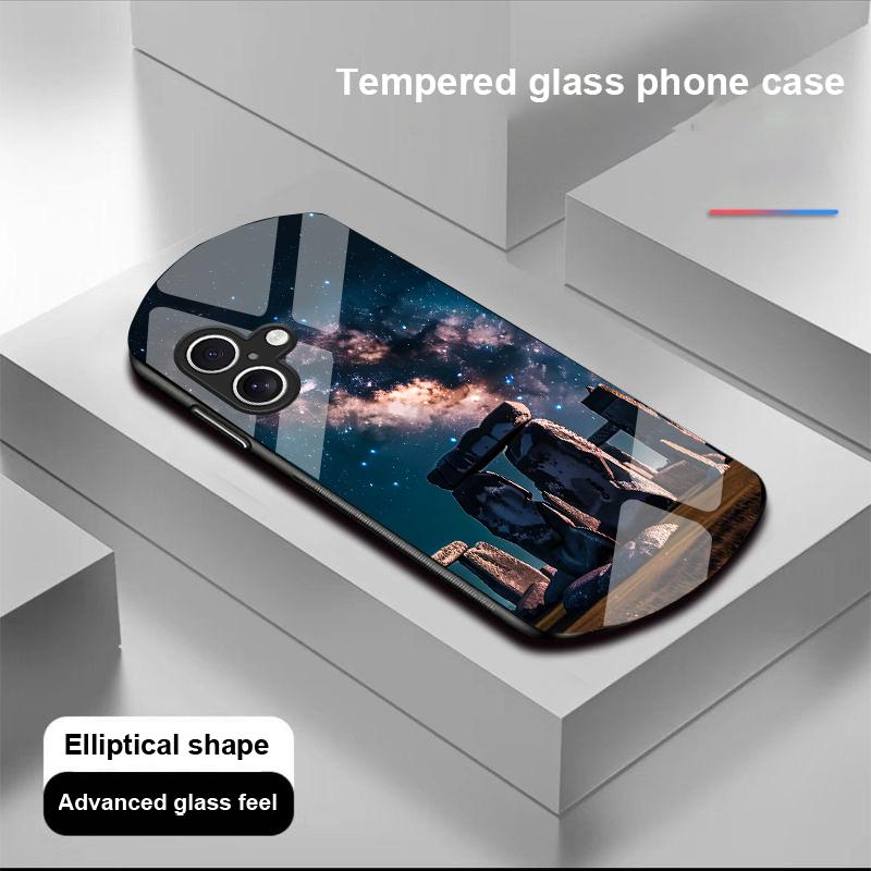 Pyramid Starry Sky For Apple IPhone 16 11 13 15 14 Pro Max 12 Mini 7 8 Plus XR X XS Elliptical Shaped Tempered Glass Phone Case